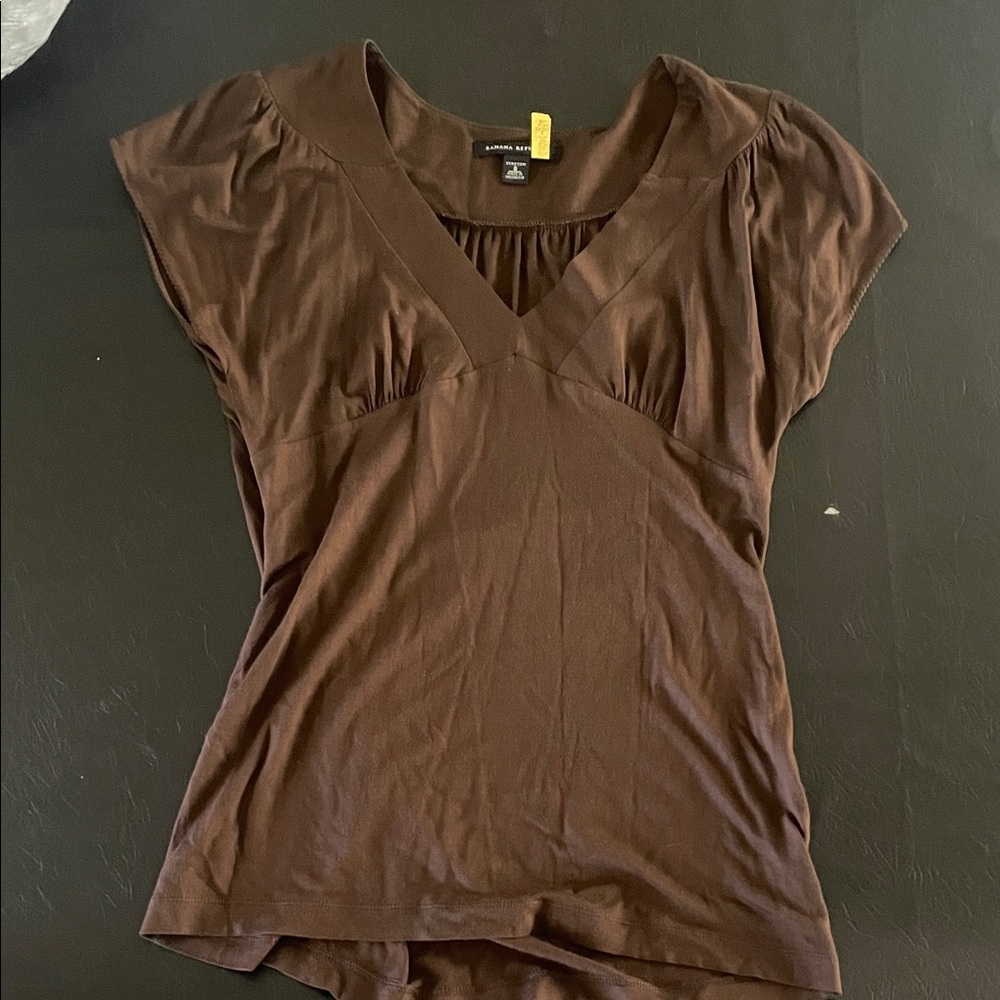 Banana Republic Chocolate Brown V-Neck Blouse